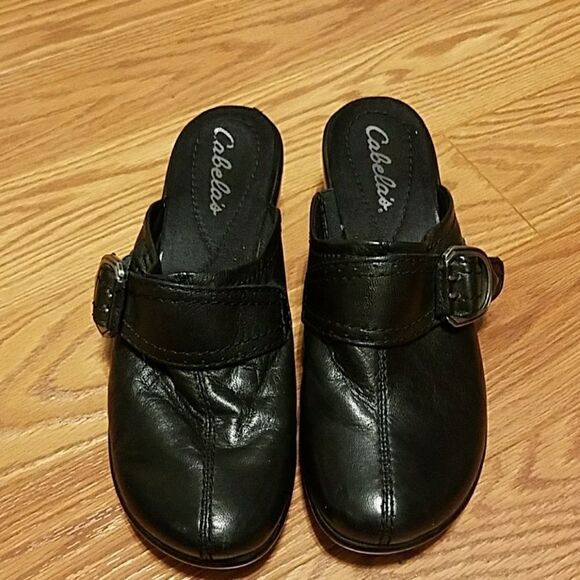 Cabela's black leather clogs mules Sz. 8 - Picture 2 of 6